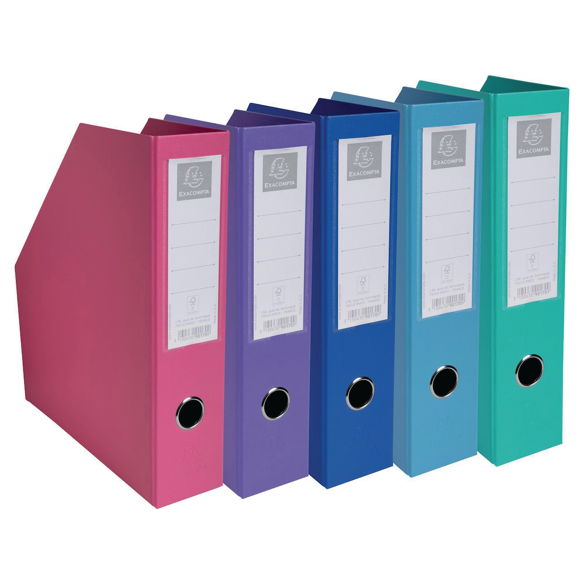 Exacompta A4 70mm Spine Pvc Magazine File - Multi Coloured, Pack of 10 1