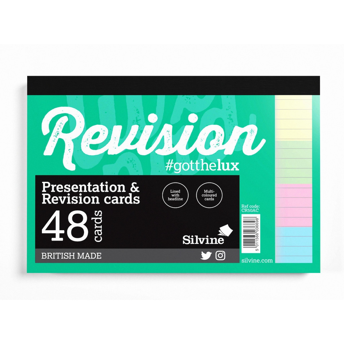 Luxpad Revision A6 Flash Cards - Lined (48 Cards) Assorted Colours 1