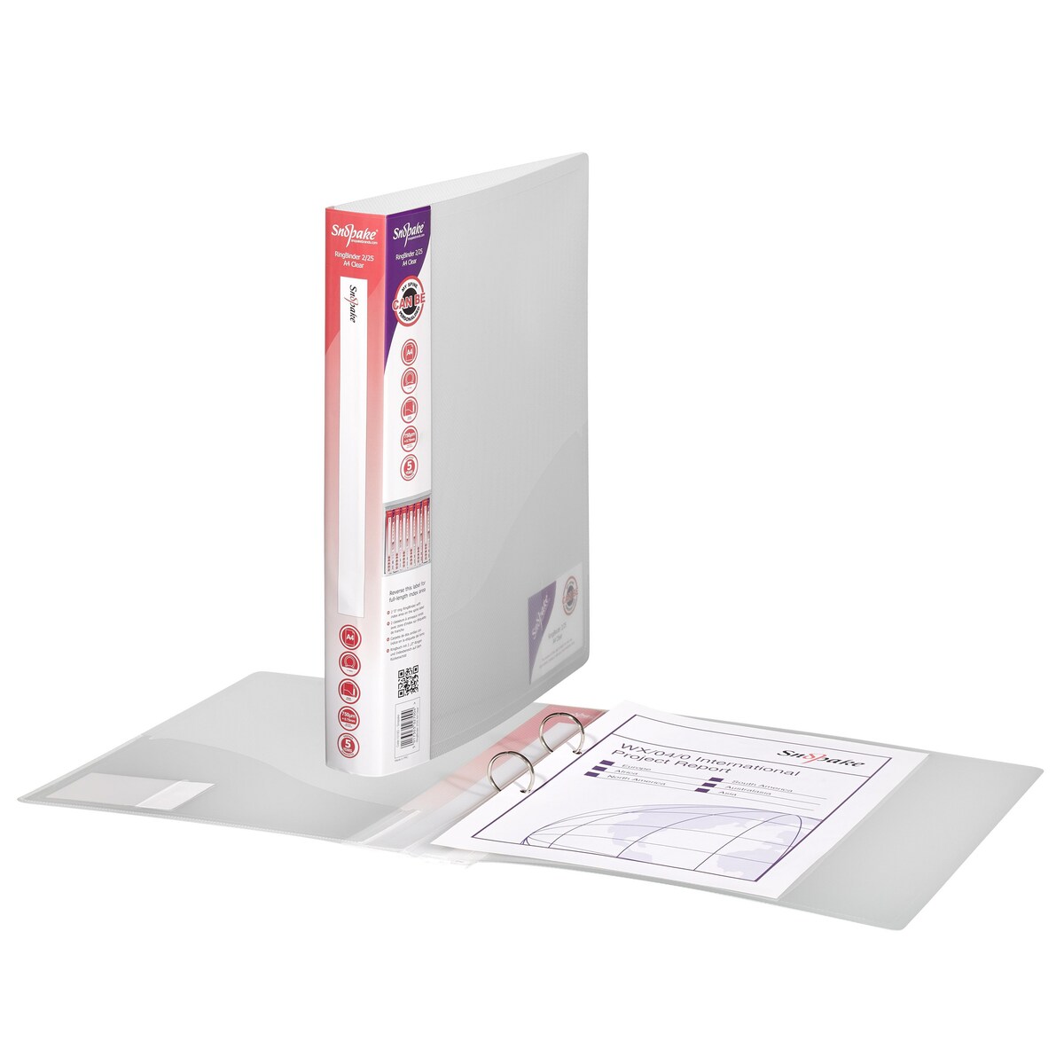 Snopake RingBinder 2/25mm 'O' Ring A4 Clear 1