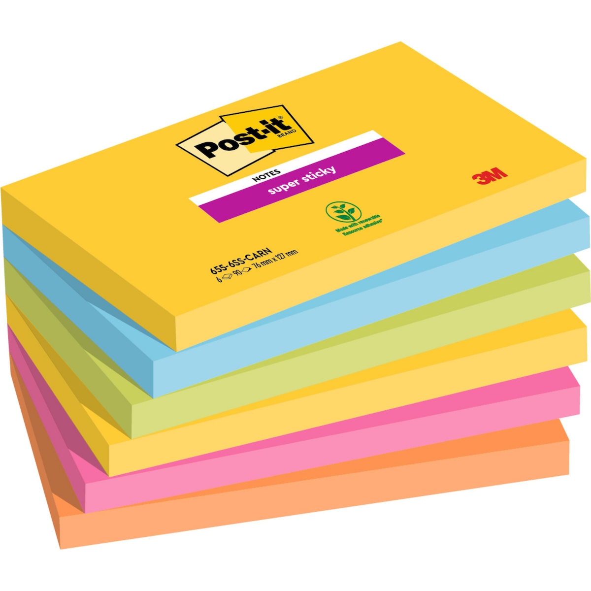 Post-It Rio Colour Super Sticky Notes 76X127mm - Pack of 6 1