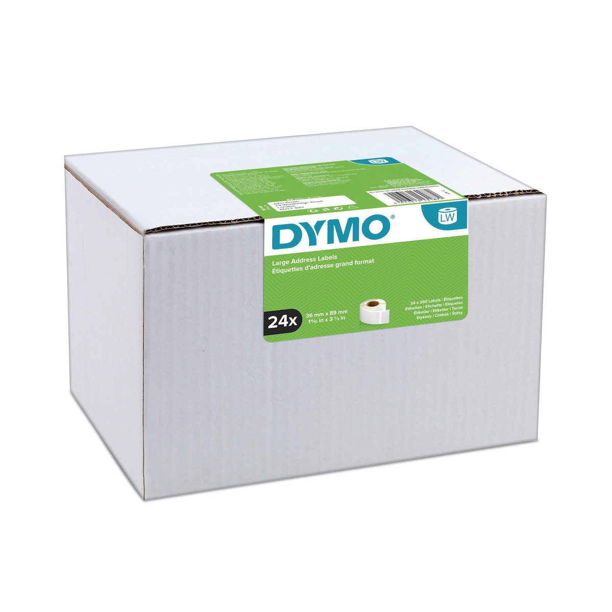 DYMO Self Adhesive Large Labels - 36mm x 89mm - 24 Rolls of 130 1