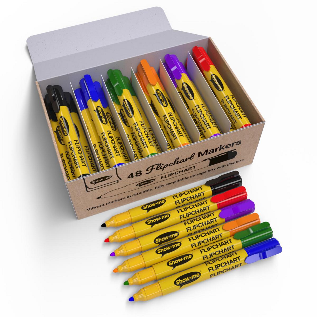 Show-Me Flipchart Markers Bullet Tip Assorted -  Pack of 48 1