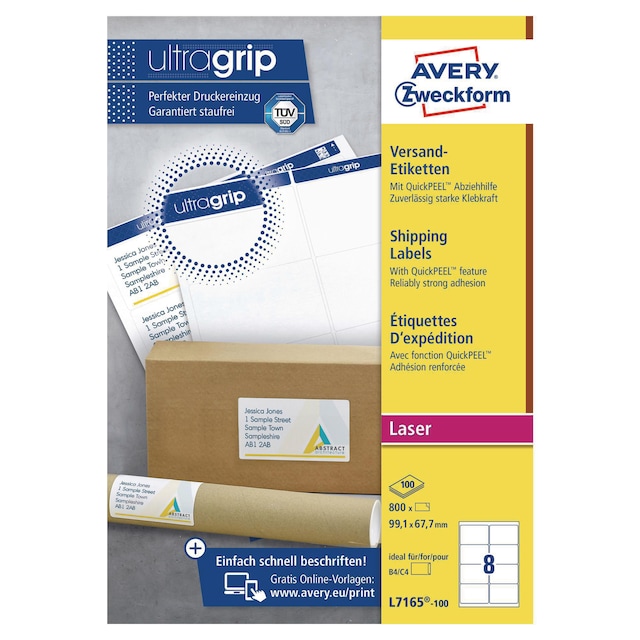 Avery L7165-100 Labels, 99.1 x 67.7 mm 8 Labels... | Lyreco