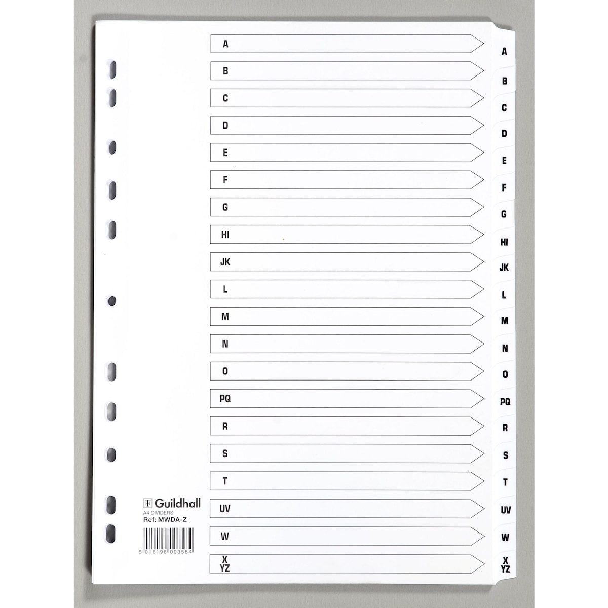 Exacompta Mylar Printed Indices A4 20 Part A-Z  - White 1