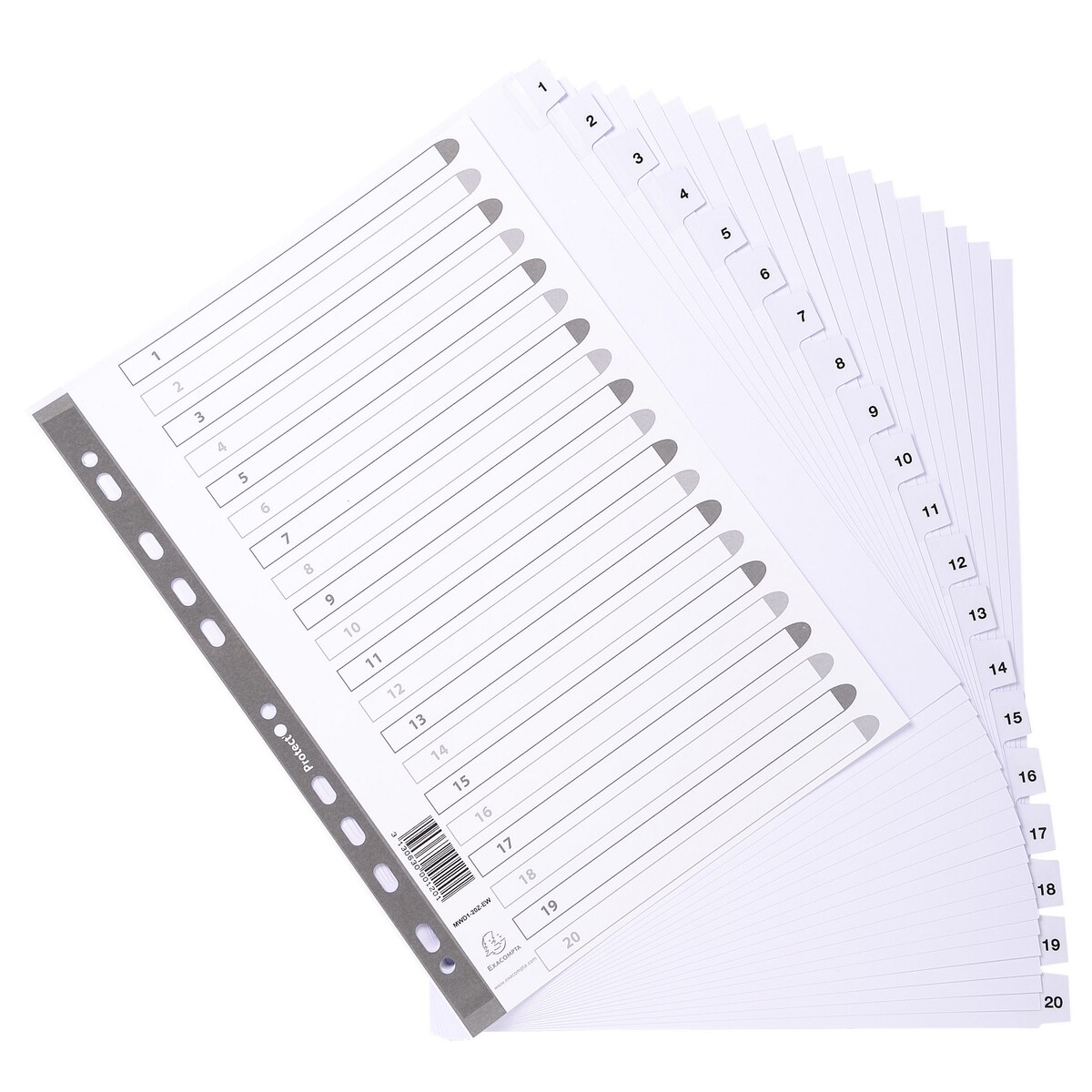 Exacompta Mylar Printed Indices A4 Maxi 20 Part - White 1