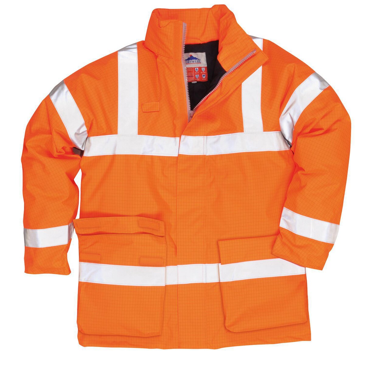 Portwest - Bizflame Rain Hi-Vis Antistatic FR Jacket, Orange - Size Small 1