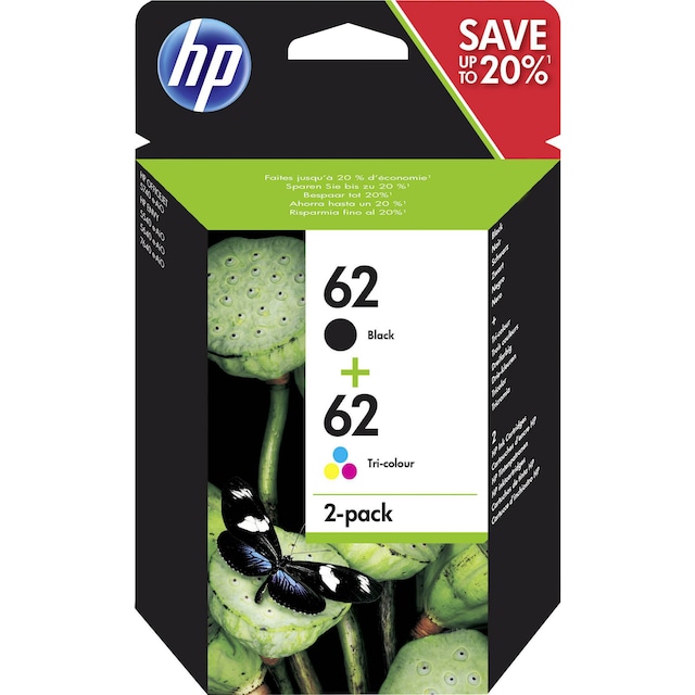HP 62 2-pack Black/Tri-Colour Original Ink Cartridges (N9J71AE) 1