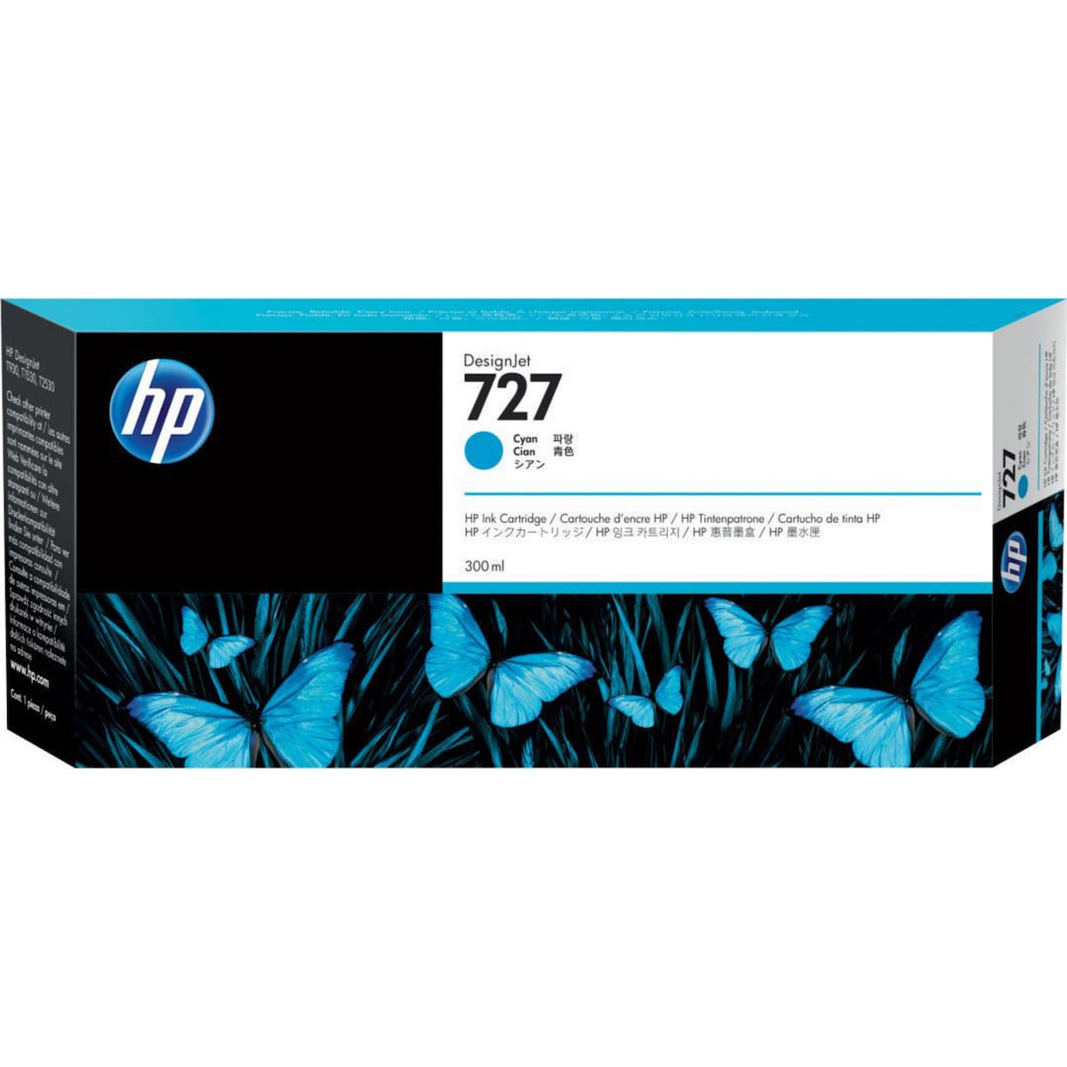 HP 727 300-ml Cyan DesignJet Ink Cartridge (F9J76A) 1