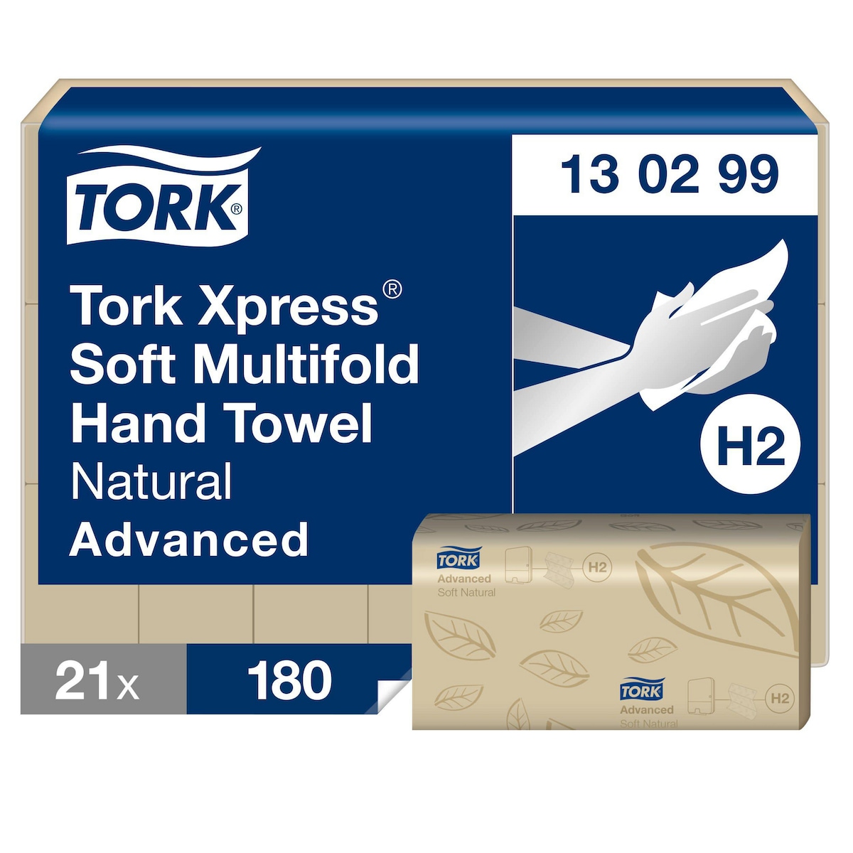 Tork Xpress® Soft Multifold Paper Hand Towels Natural H2, 130299 1