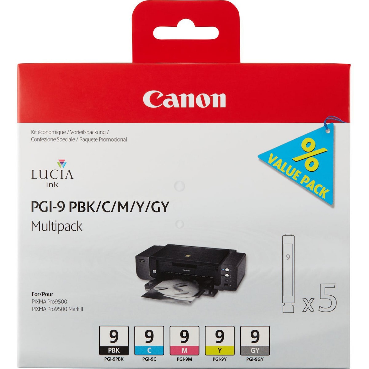 Canon PGI-9 Inkjet Cartridge PBK/C/M/Y/Gy | Lyreco
