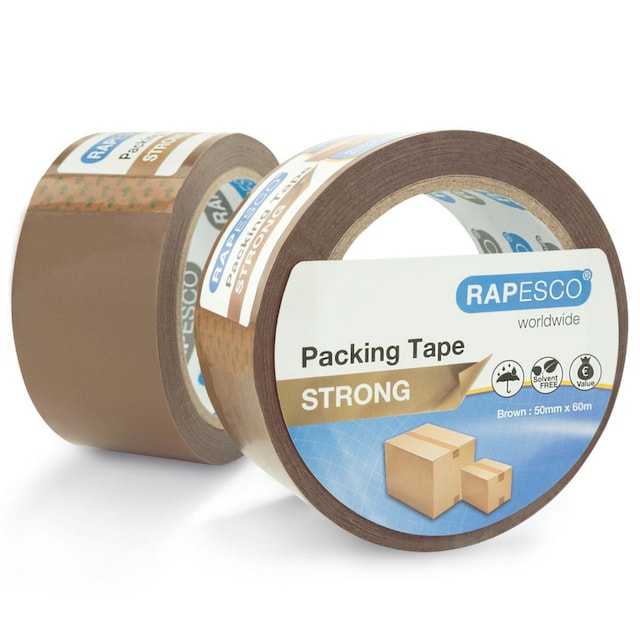 Rapesco Strong Packing Tape 50mm x 60m – Brown (Pack 2) 1