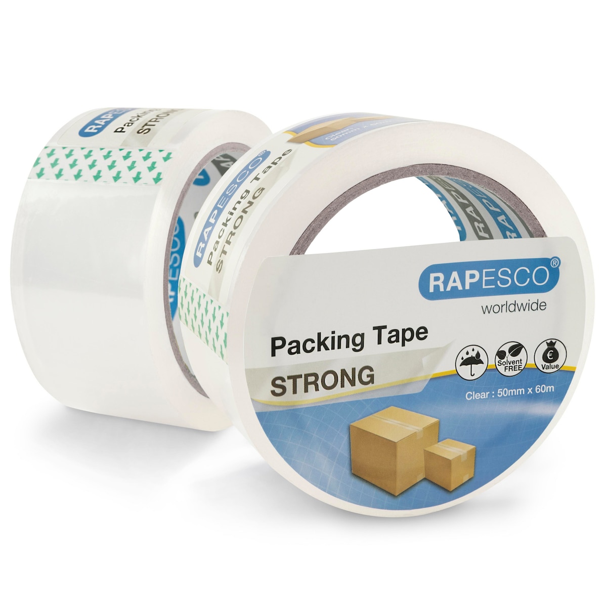 Rapesco Strong Packing Tape 50mm x 60m – Clear (Pack 2) 1