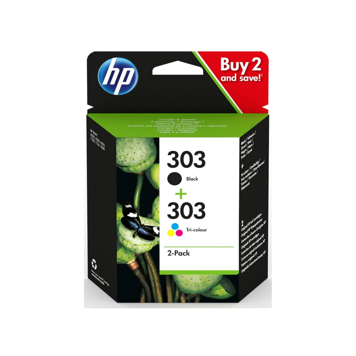 HP 303 2-pack Black/Tri-Colour Original Ink Cartridges (3YM92AE) 1