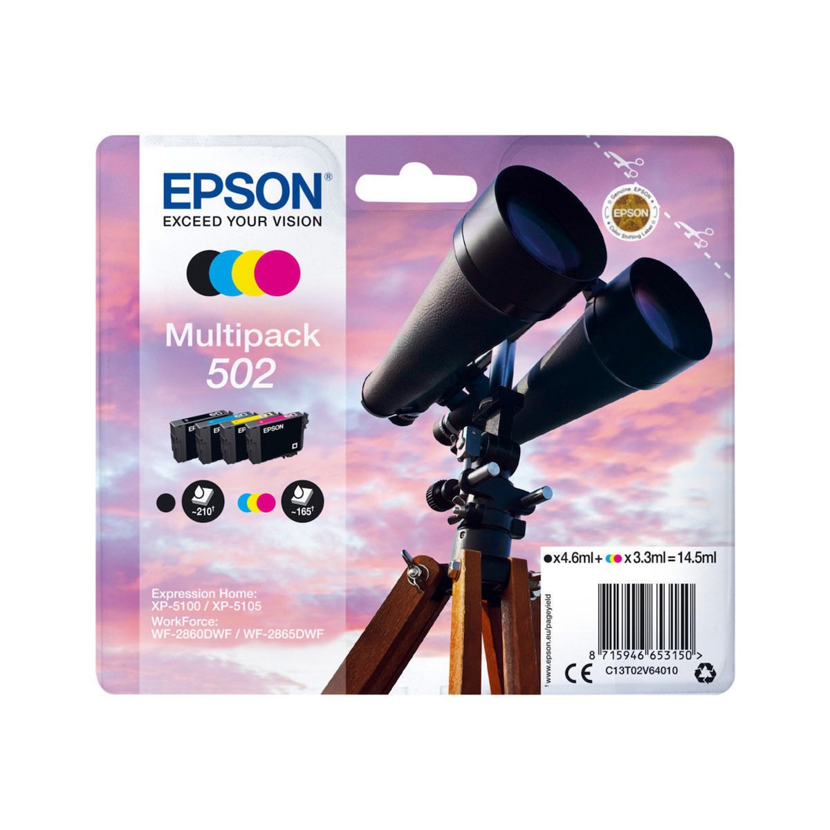 Epson 502 Multi Blist Ink Cartridge B/C/M/Y 1
