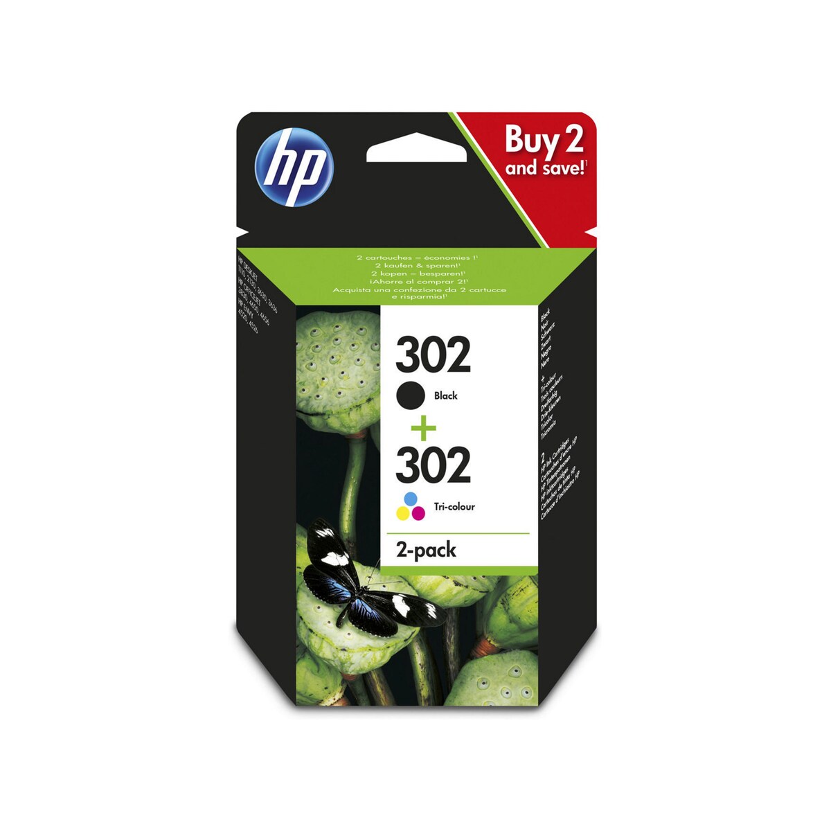 HP 302 2-pack Black/Tri-Colour Original Ink Cartridges (X4D37AE) 1