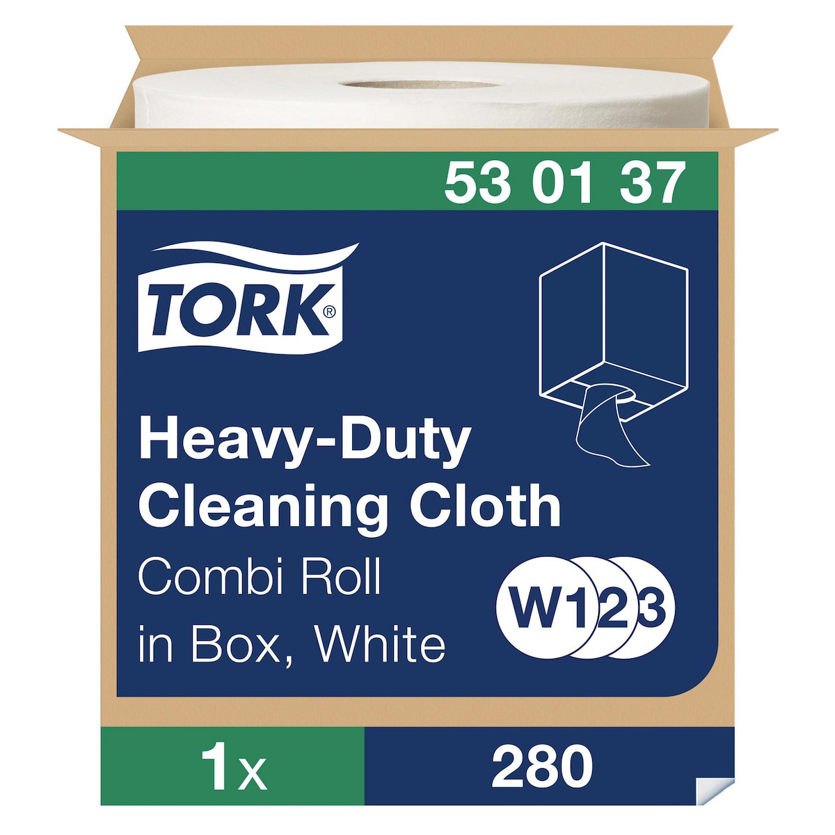 Tork Heavy-Duty Cleaning Cloth White W1/2/3, 530137, 280 Sheets 1