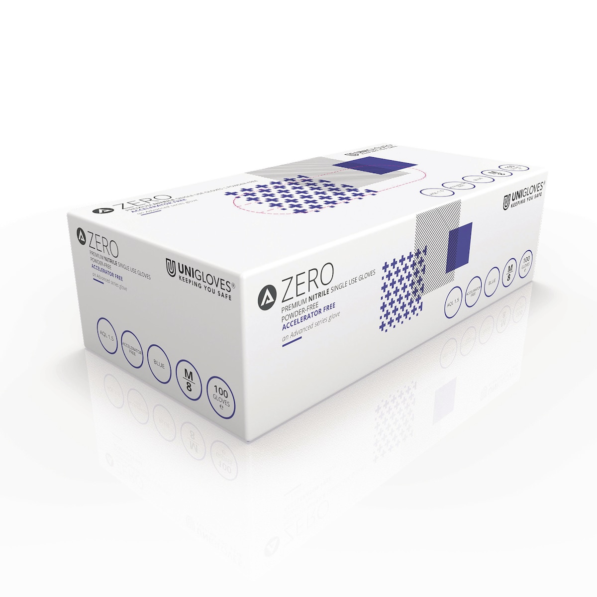 Nitrile Accelerator Free Disposable Blue Gloves - Medium, Box of 100 1