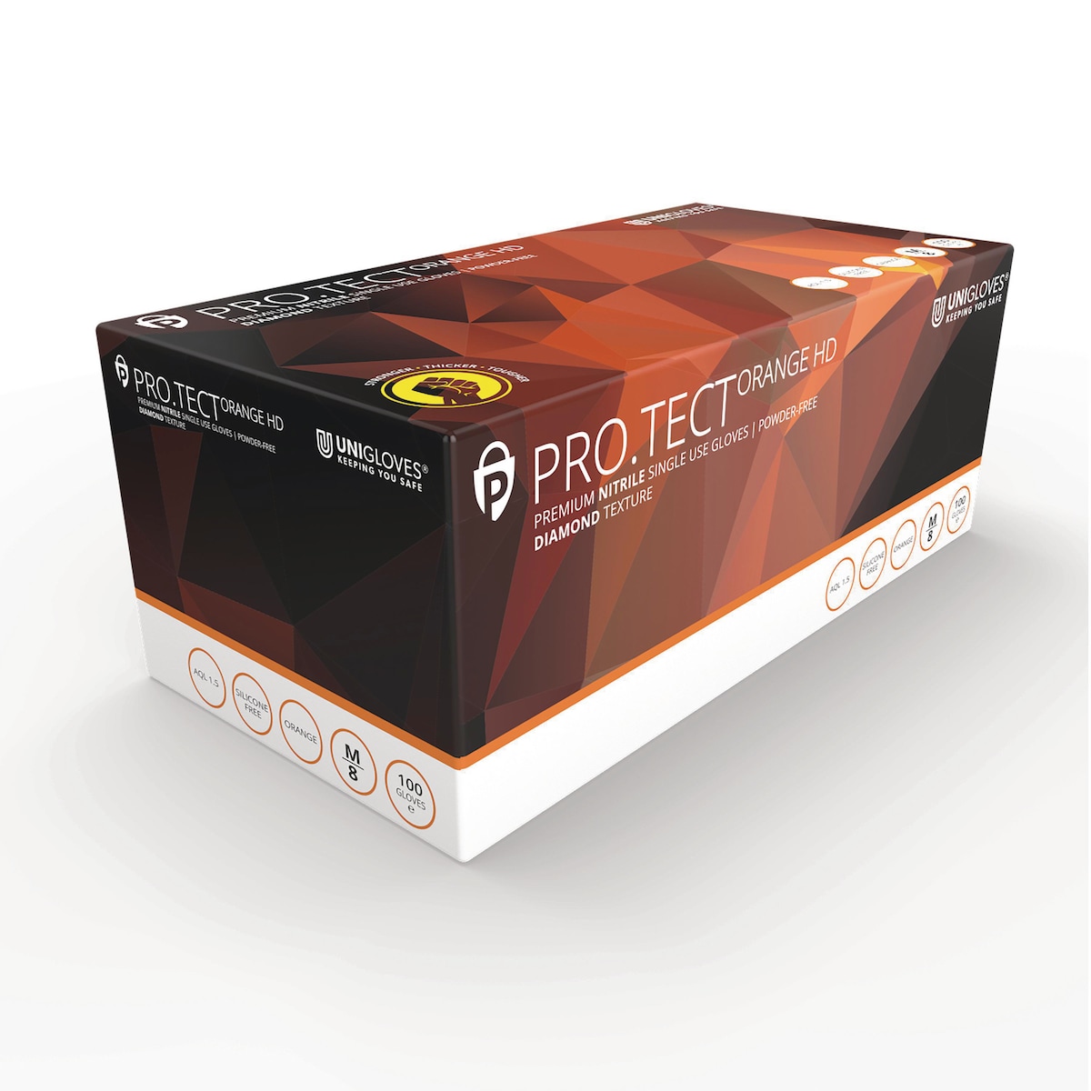 Pro.Tect Nitrile Gloves -  Orange HD Size Large,  Box of 100 1
