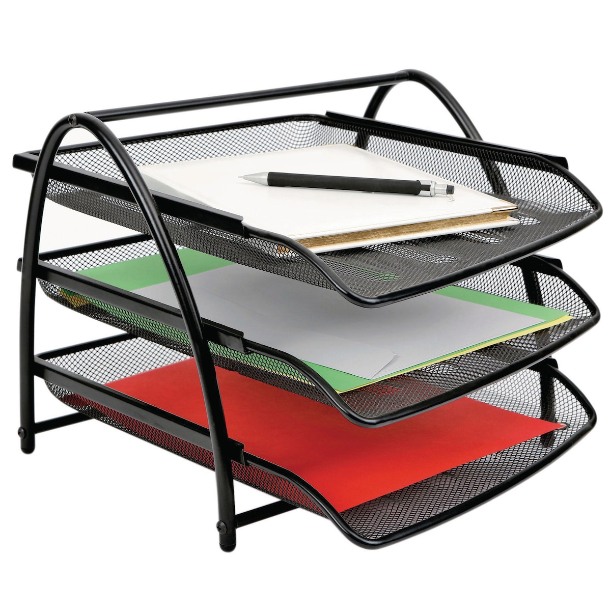 Alba Mesh Letter Tray Black Set of 3 1