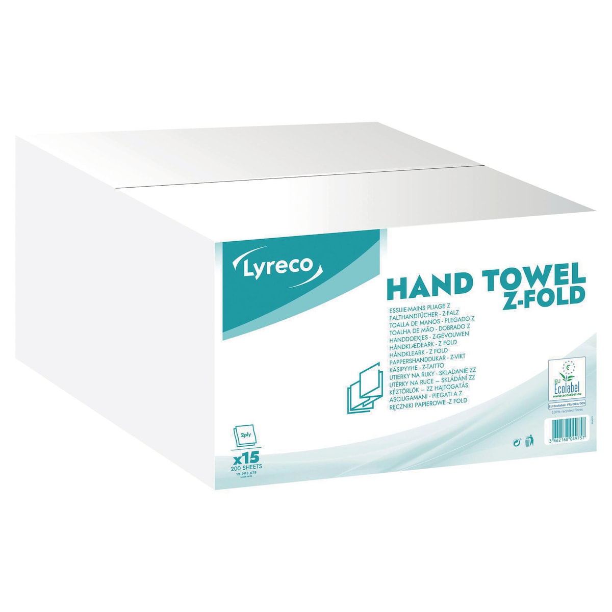 PK15X200 LYRECO HANDTOWEL Z-FOLD WH 1
