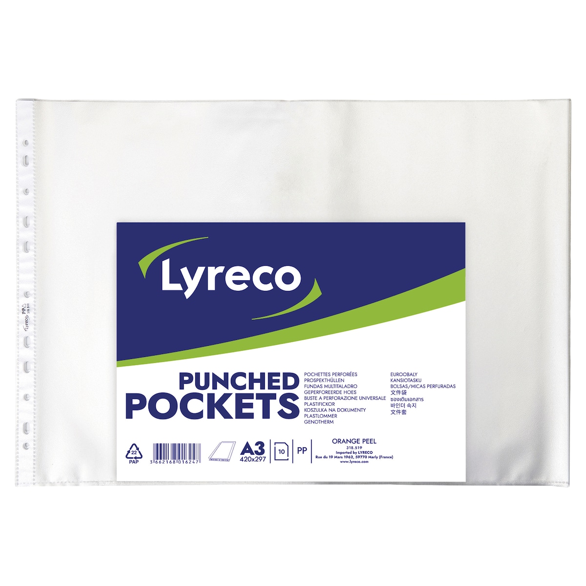 Lyreco A3 Landscape Punched Pockets 80 Microns - Pack of 10 1