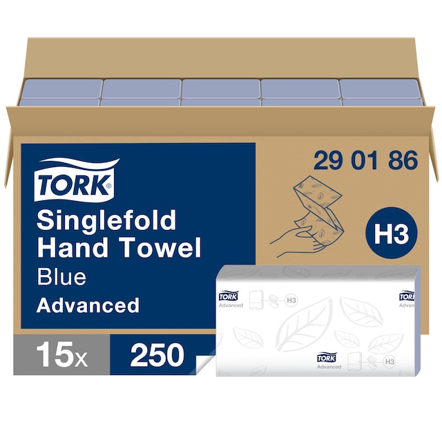 Tork Singlefold Hand Towels Blue H3, 290186 1