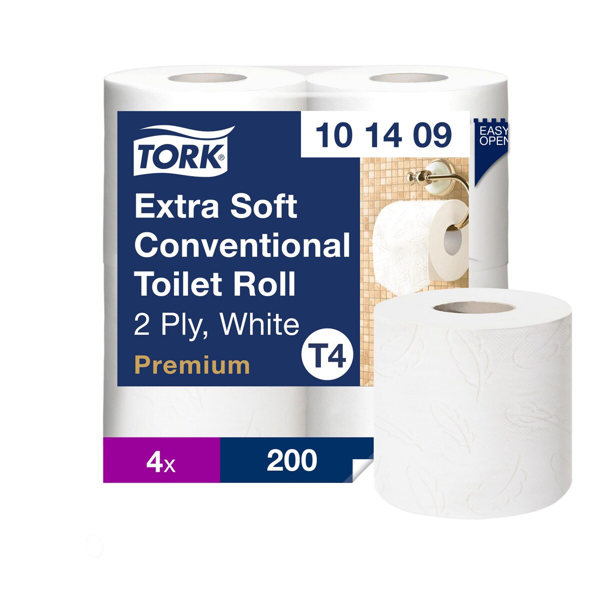 Tork Extra Soft Conventional Toilet Paper Roll White T4, 2 ply - Pack of 4 1