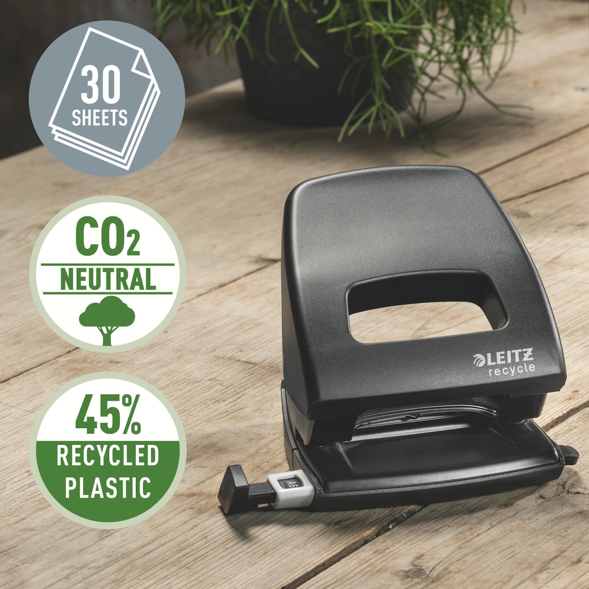 Leitz Recycle Hole Punch 30 Sheets CO2 neutral 1
