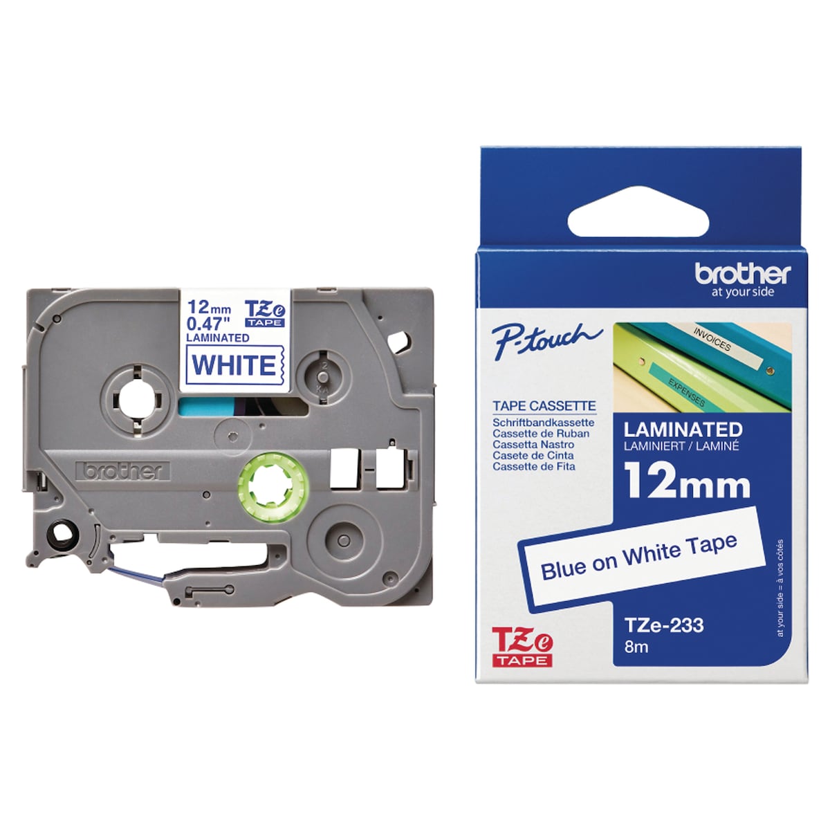 Brother P-Touch TZ Labelling Tape 8M X 12mm - Blue On White 1