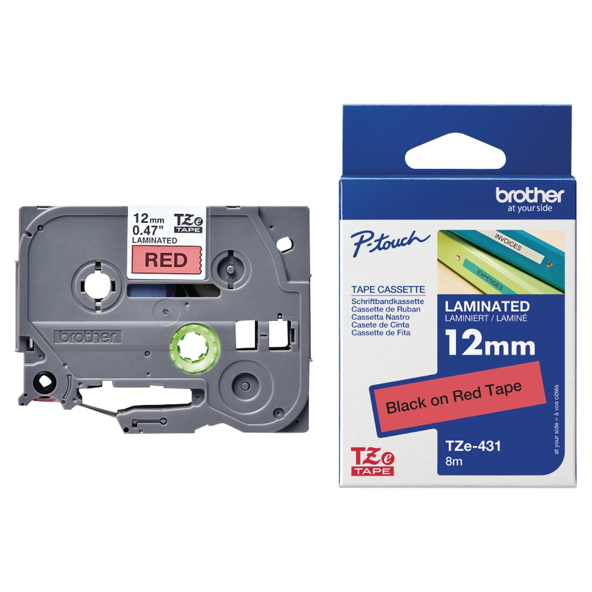 Brother P-Touch TZ Labelling Tape 8M X 12mm - Black On Red 1
