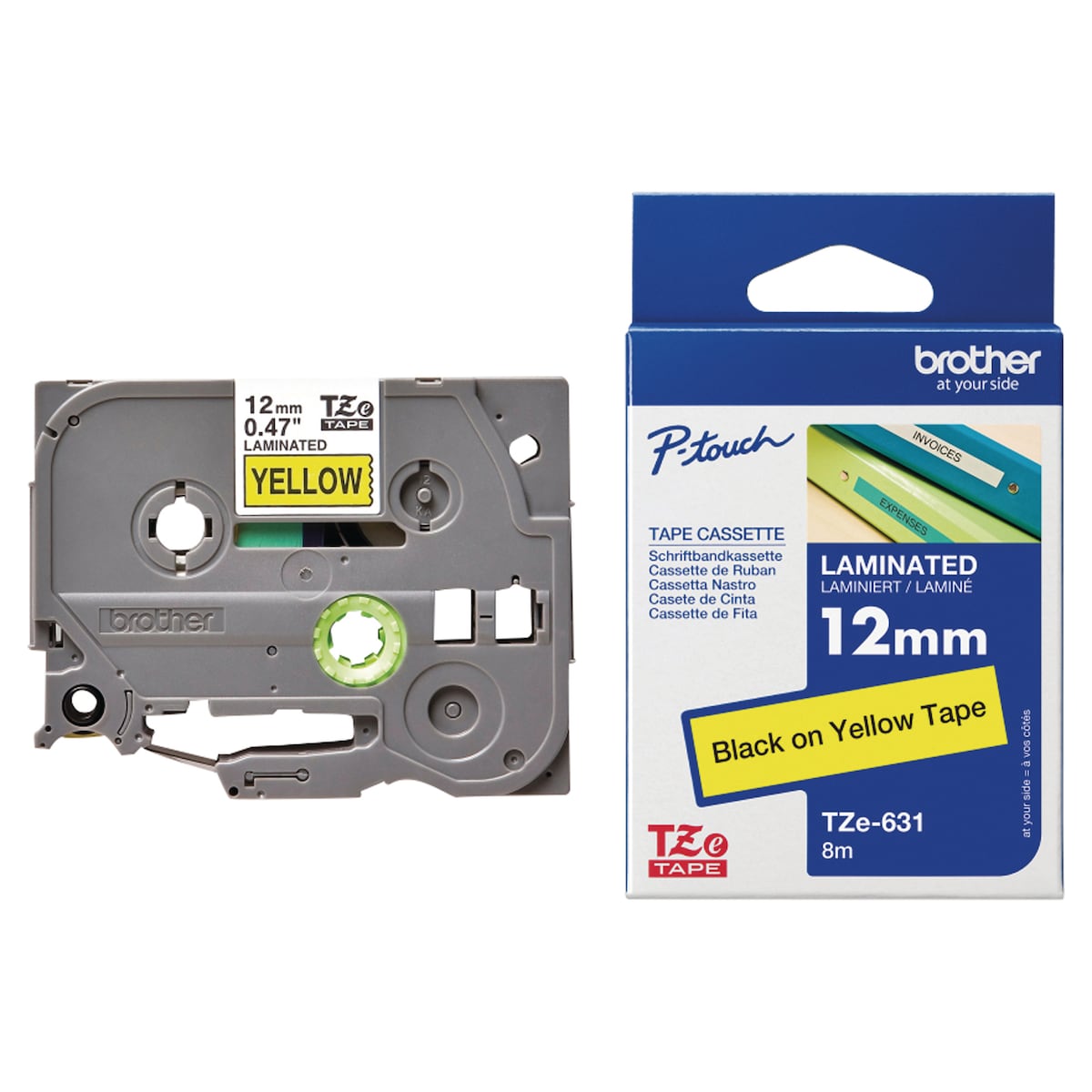 Brother P-Touch TZ Labelling Tape 8M X 12mm - Black On Yellow 1