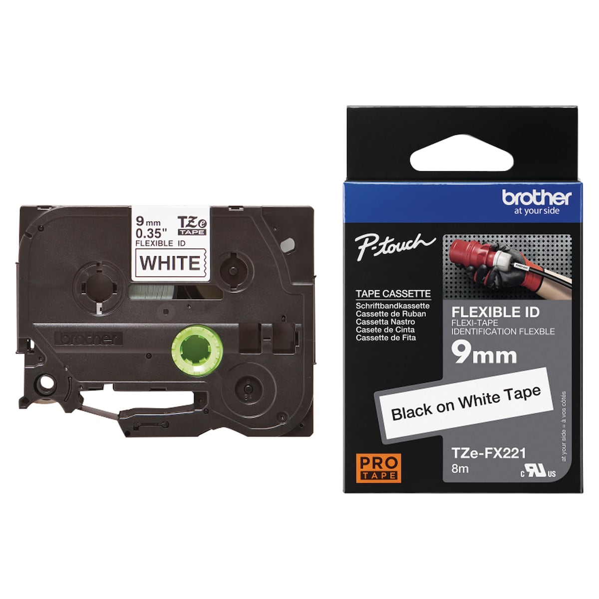 Brother TZe-FX221 Flexible Tape 9mm Black on White 1