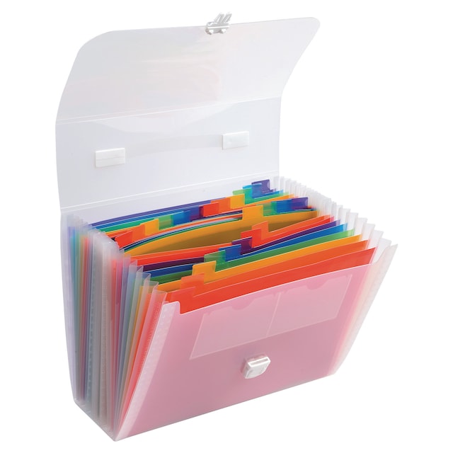 Exacompta Crystal Multipart Expanding Case 24 Sections - Bright Assorted Colours 1