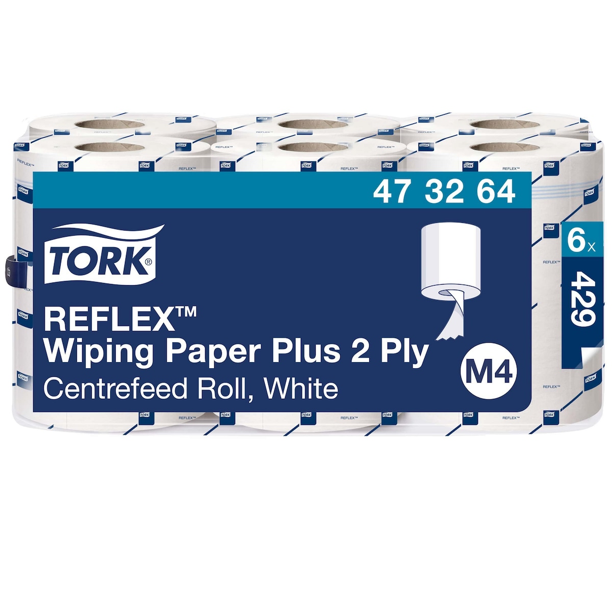 Tork Reflex™ Wiping Paper Towel White Plus M4, 473264, 2 Ply, Pack of 6 1