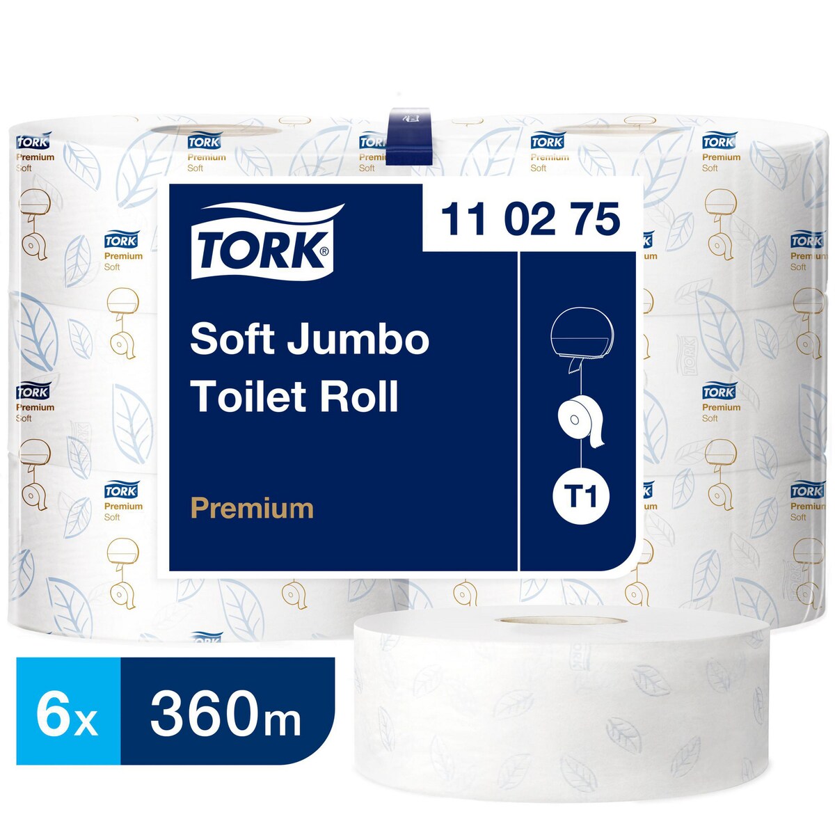 Tork Soft Jumbo Toilet Paper Roll White T1, 110275, 2 Ply 360m, Pack of 6 1