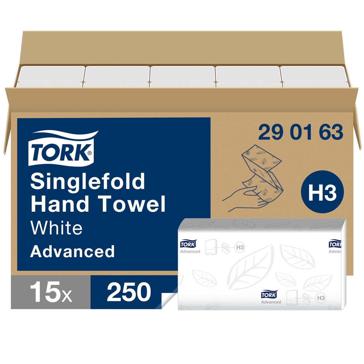Tork Soft Singlefold Hand Towels White H3, 290163, 2 Ply, Pack of 3750 Sheets 1