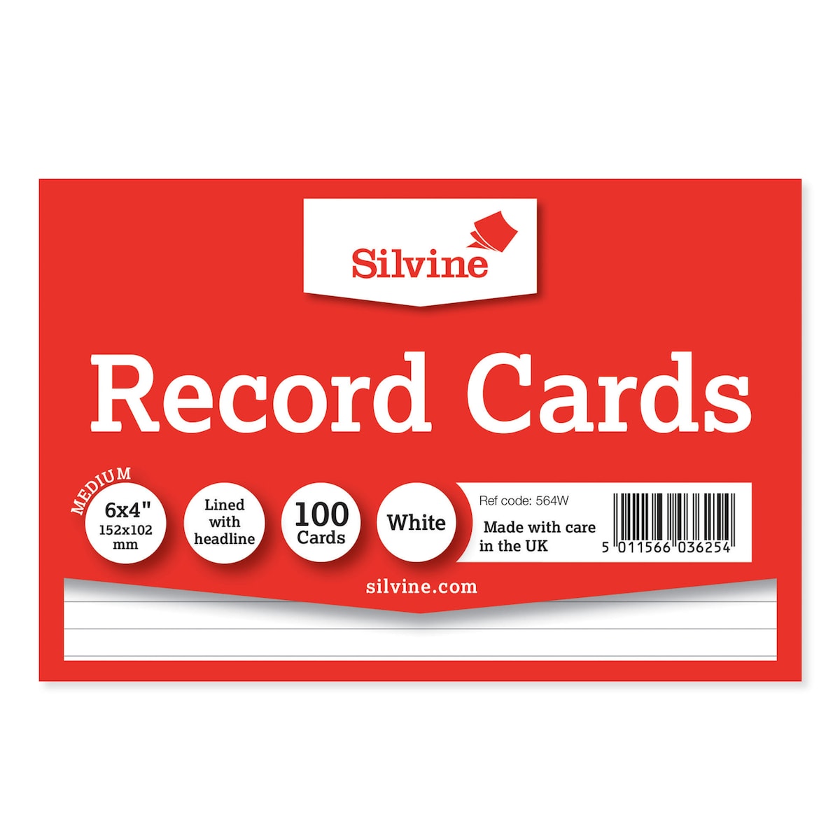 Silvine White 152 X 102mm Record Cards - Pack of 100 1