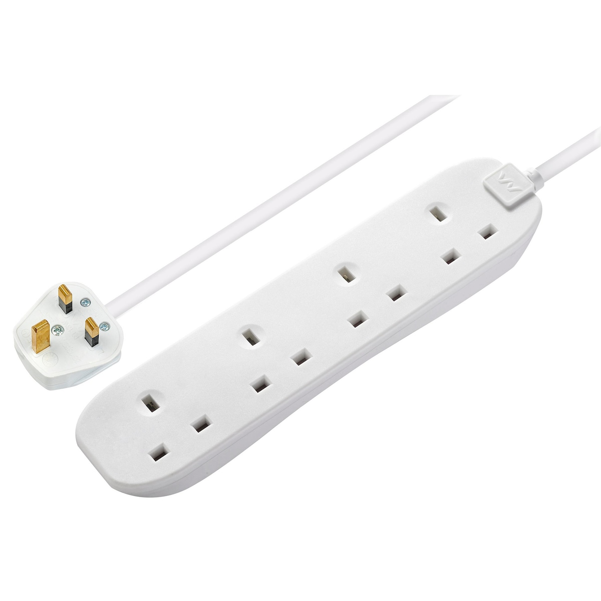 4 Socket Extension Lead - White, 5m 1
