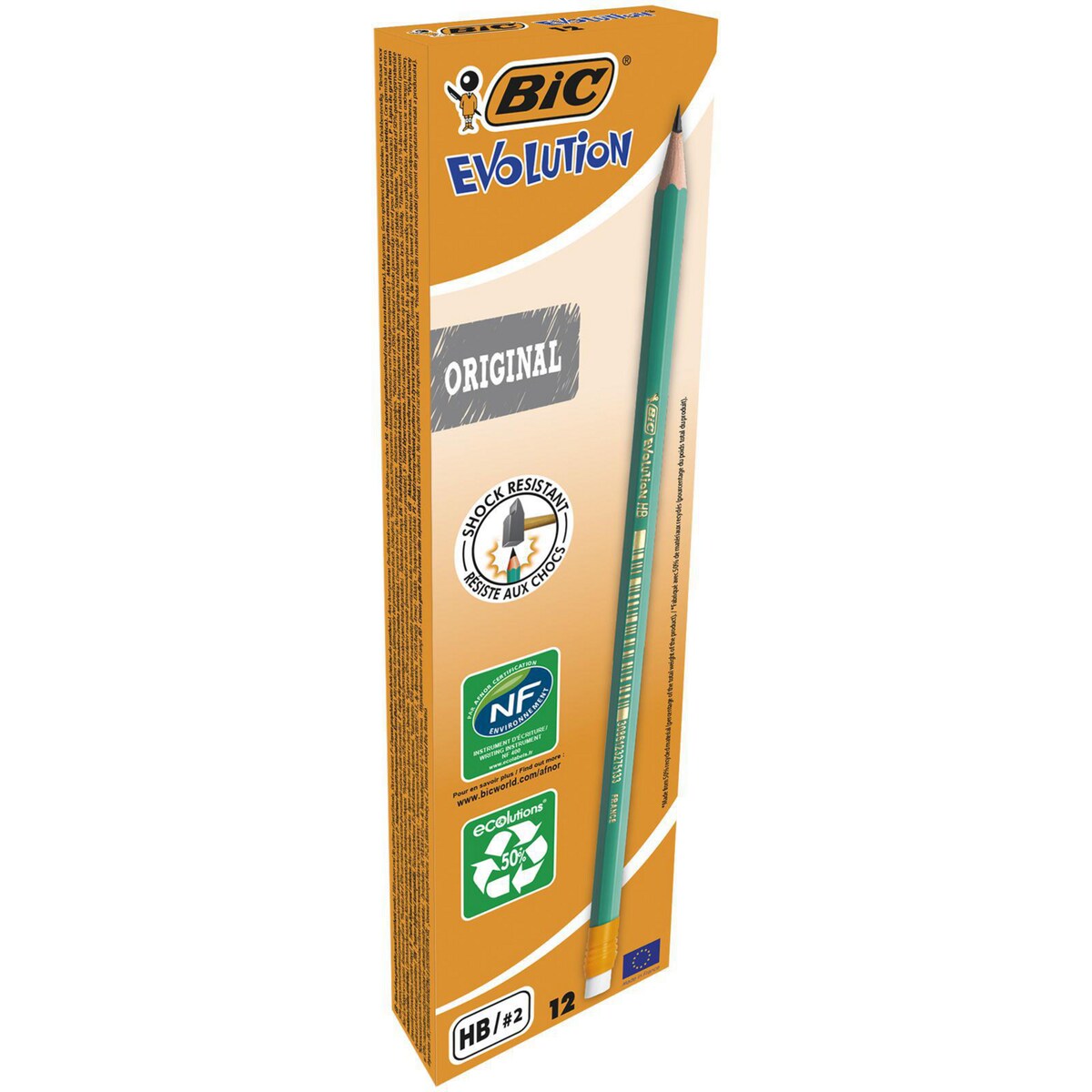 BIC Evolution Original HB Pencil Graphite with Eraser End - Box of 12 1