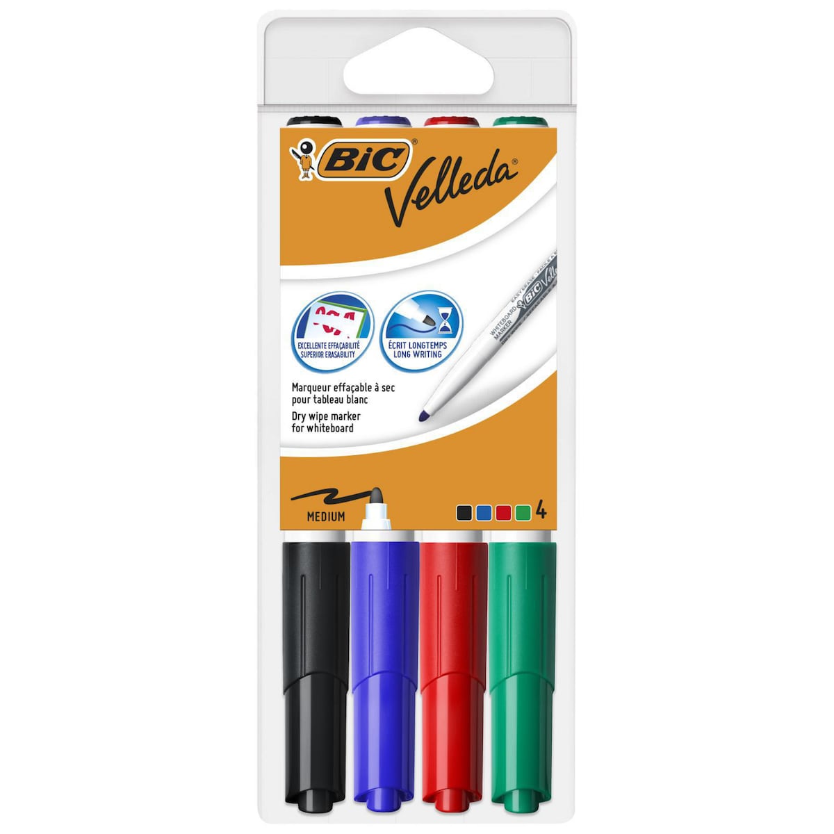 BIC 1741 Assorted Colour Whiteboard Markers 1.4mm - Pack of 4 1