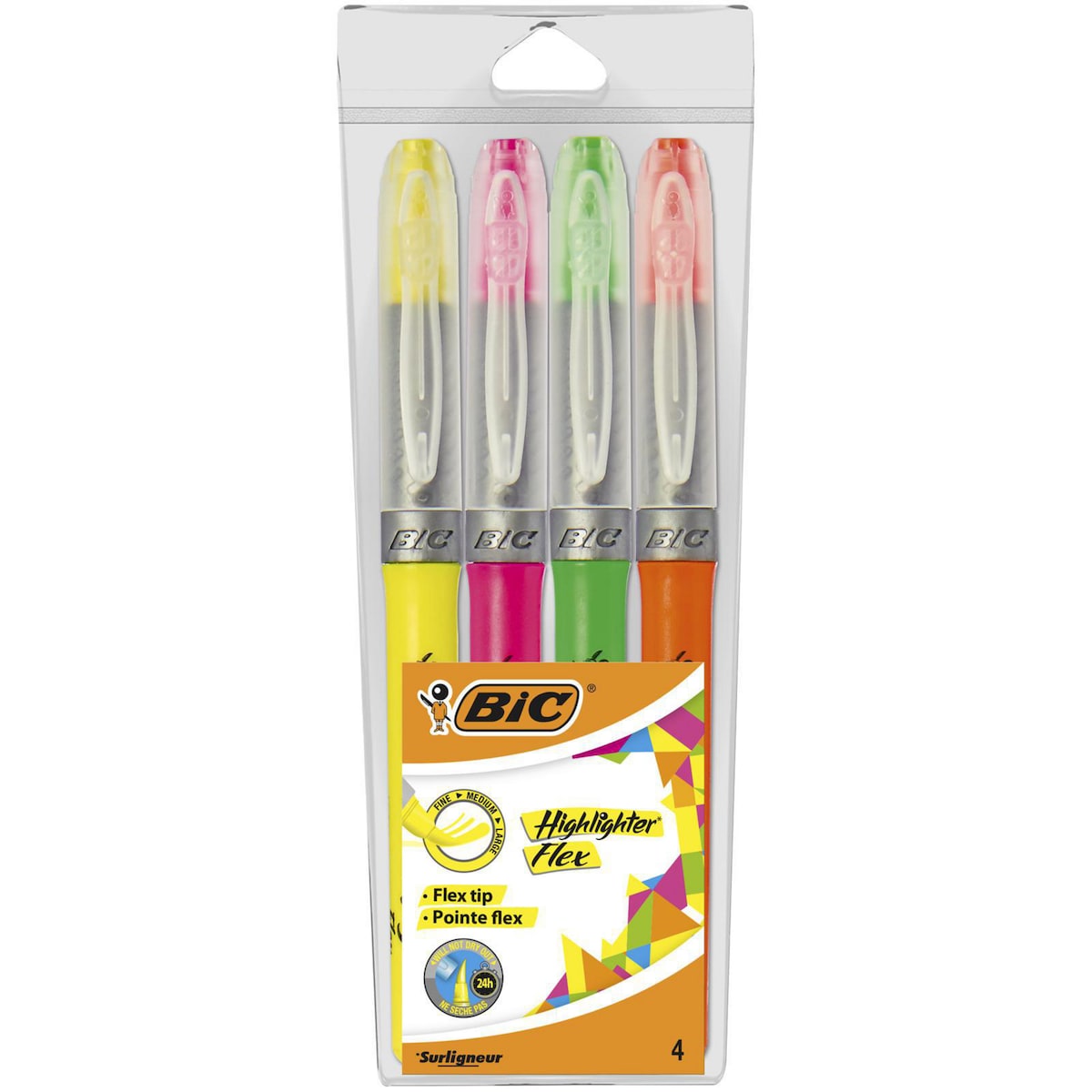 BIC Highlighter Flex Assorted Colours - Pack of 4 1