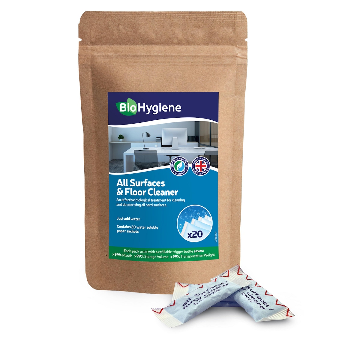 BioHygiene All Surfaces & Floor Cleaner Soluble Sachet - Pack of 20 1