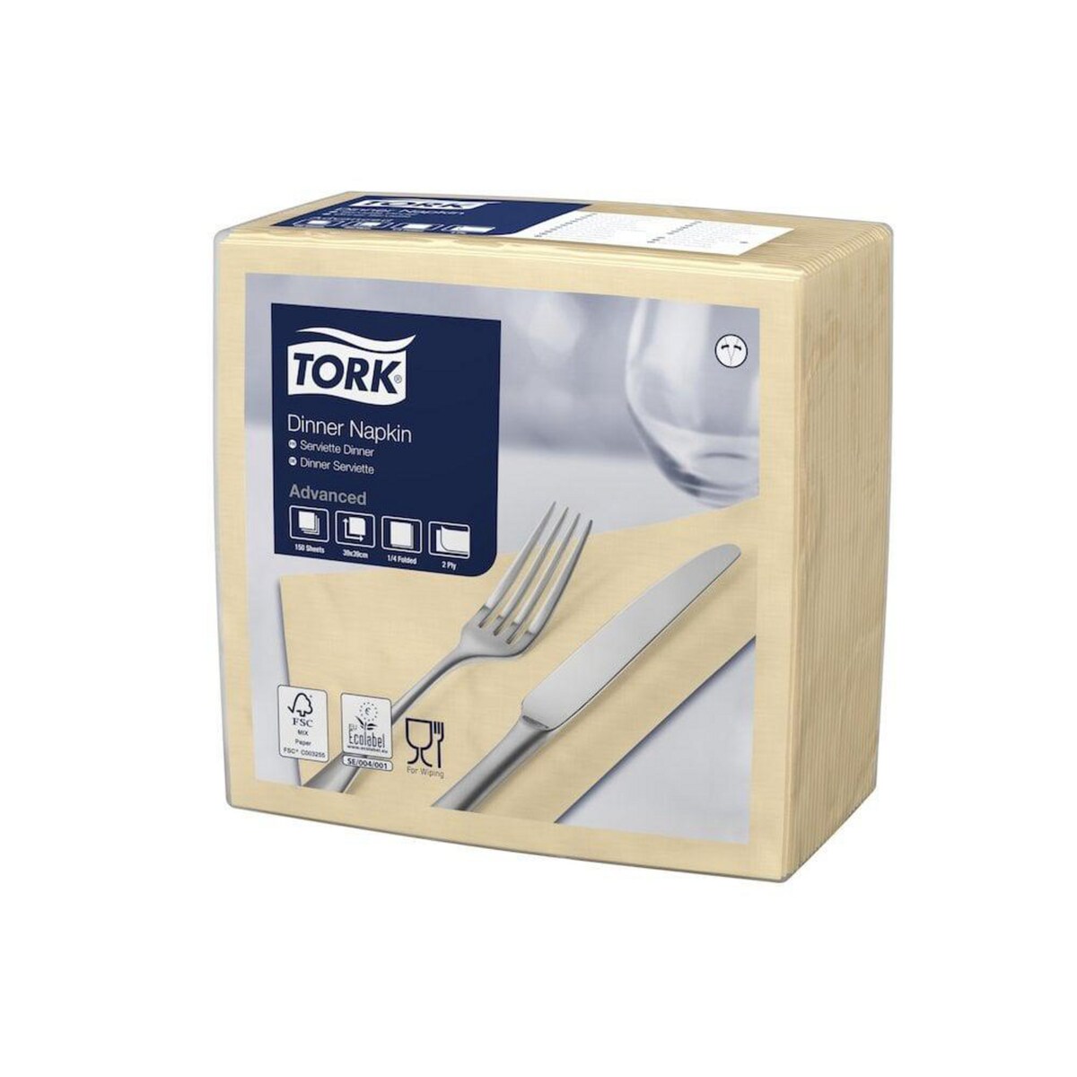 Pack Of 150 Tork Napkins 2ply 39cm Sand 1