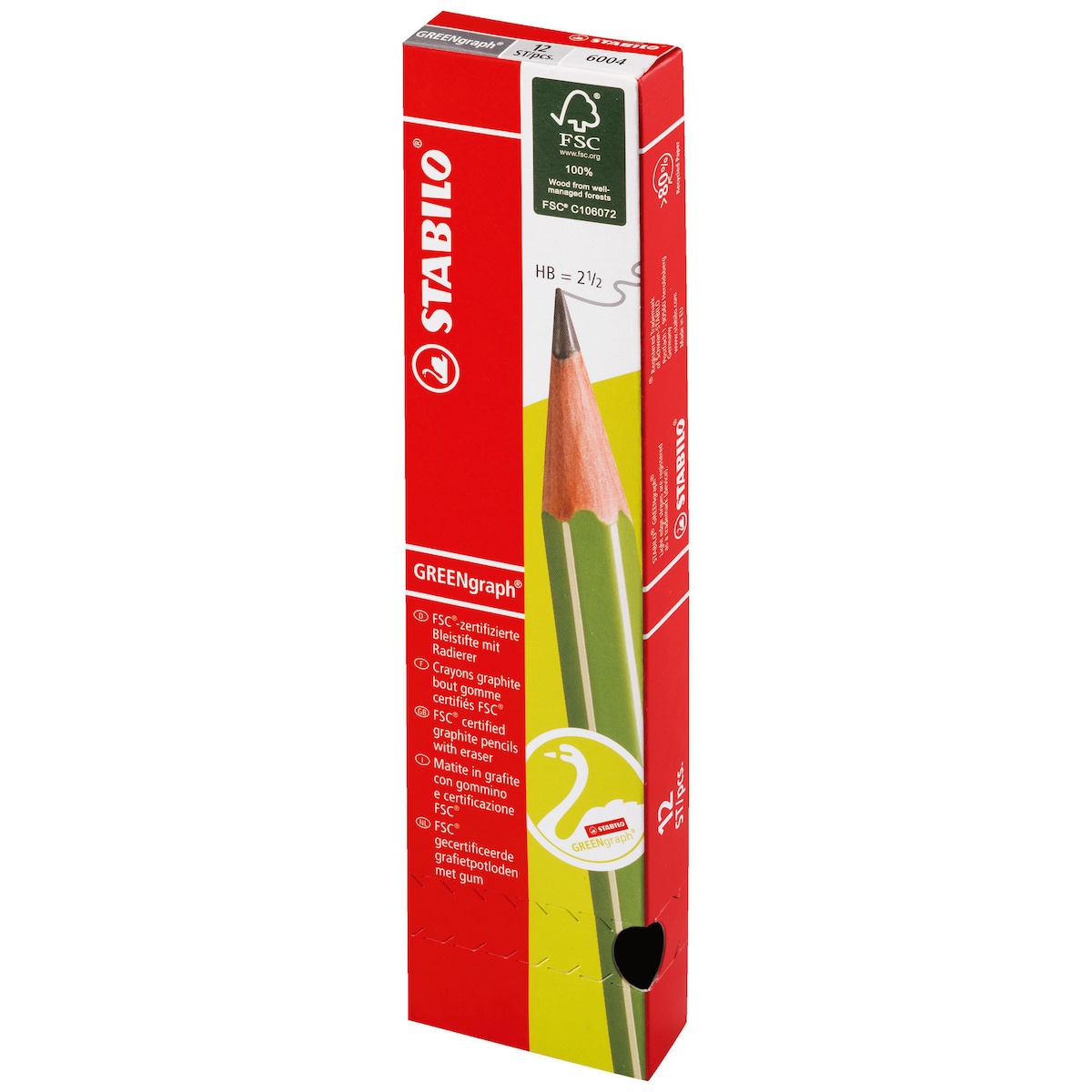 Graphite Pencil - STABILO GREENgraph Eraser Tip HB FSC Box of 12 1