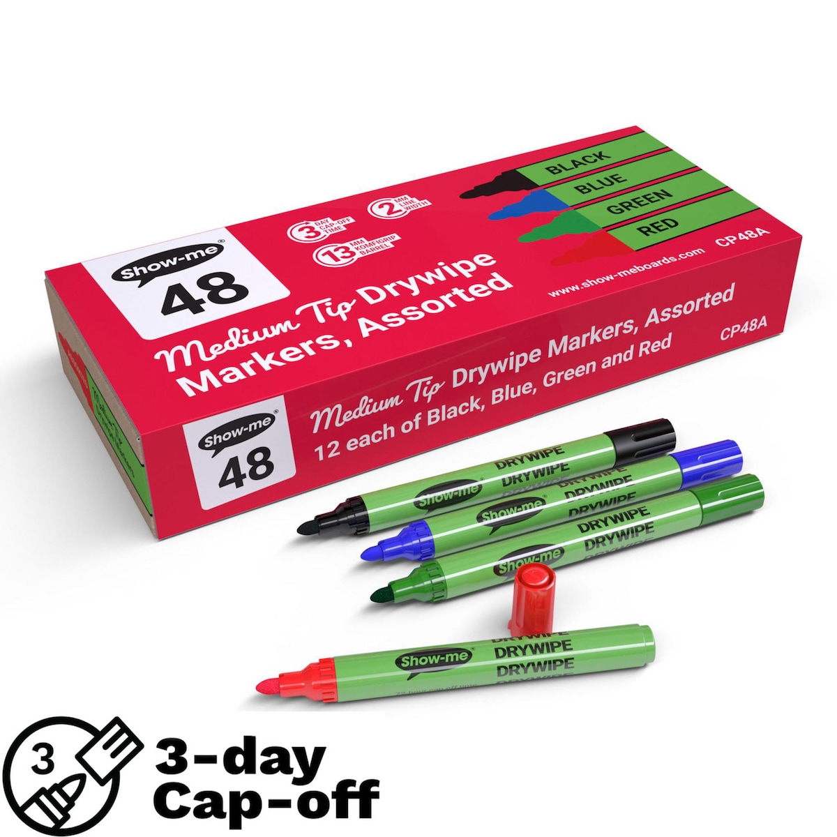 Show-me Assorted Colours Drywipe Pens, Medium Tip 1