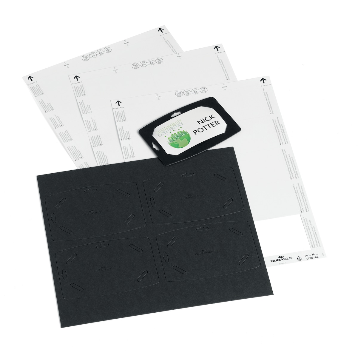 Durable Recycled Card ECO Name Badges with Printable Inserts 20 Pack 54x90mm 1