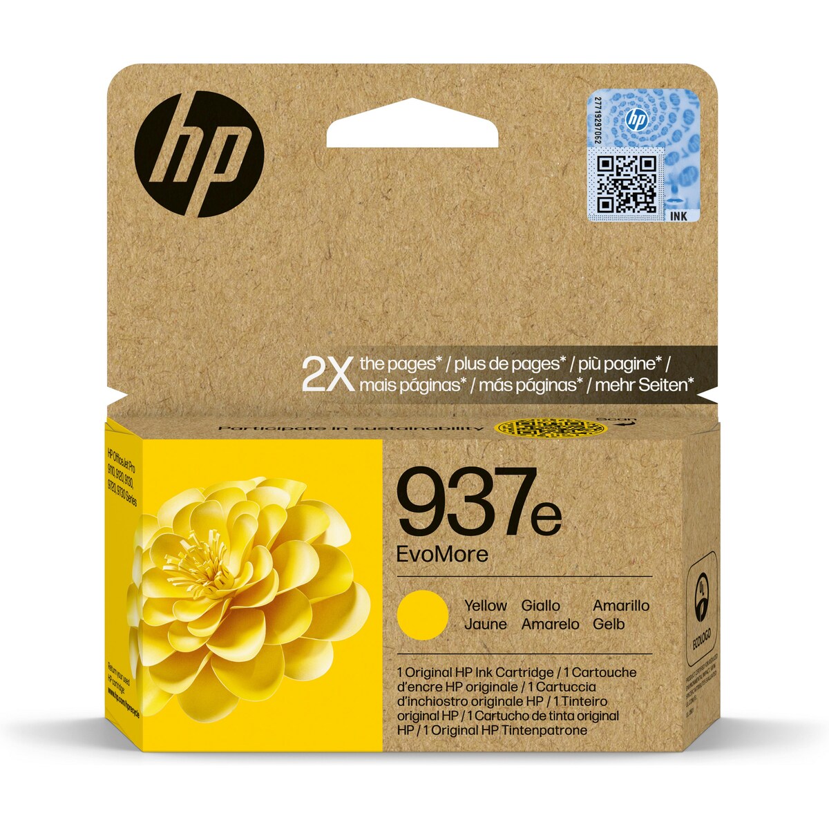Hp 4S6W8Ne 937E High Cap Yell Ink Cart 1
