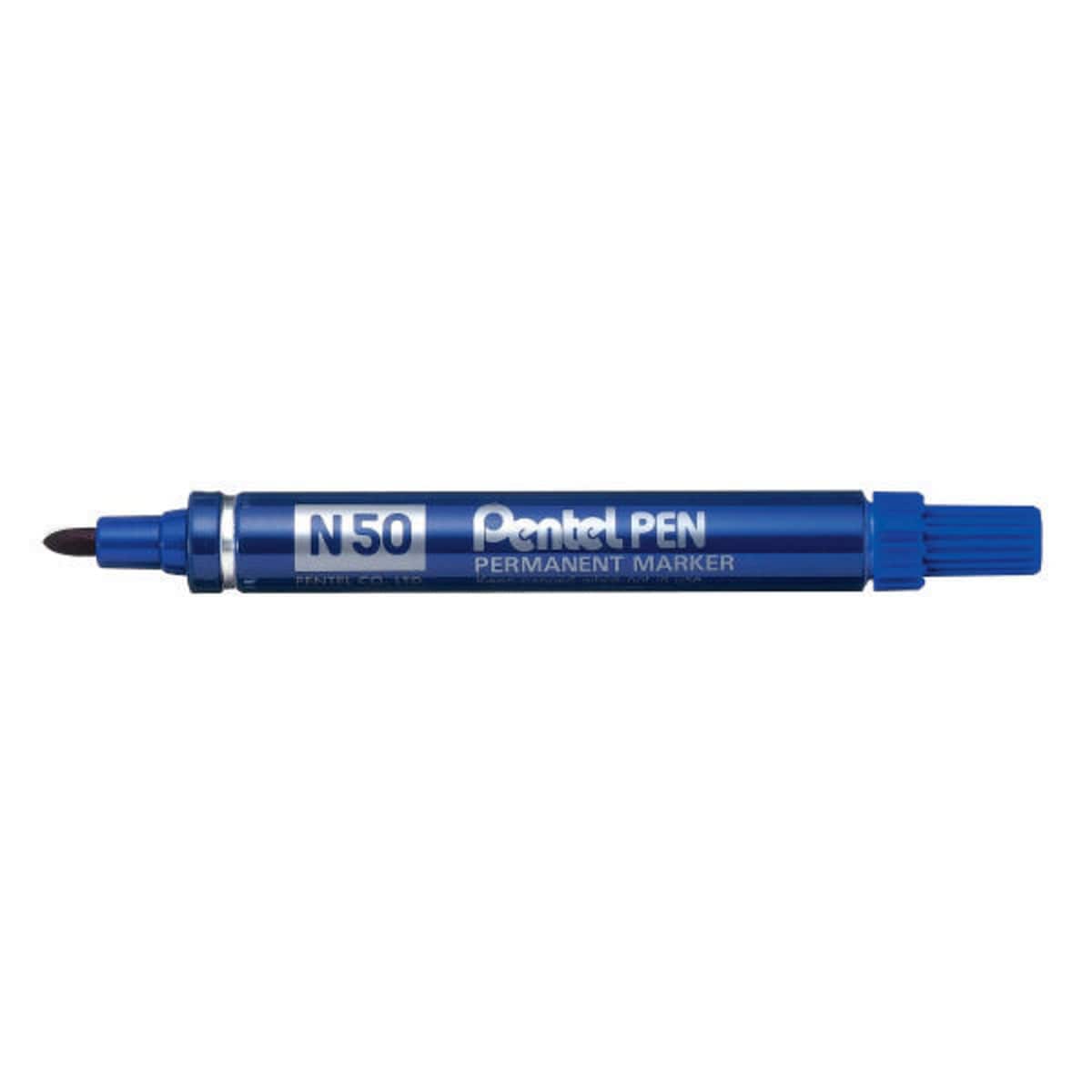 Pentel N50 Bullet Tip Blue Permanent Markers - Box of 12 1