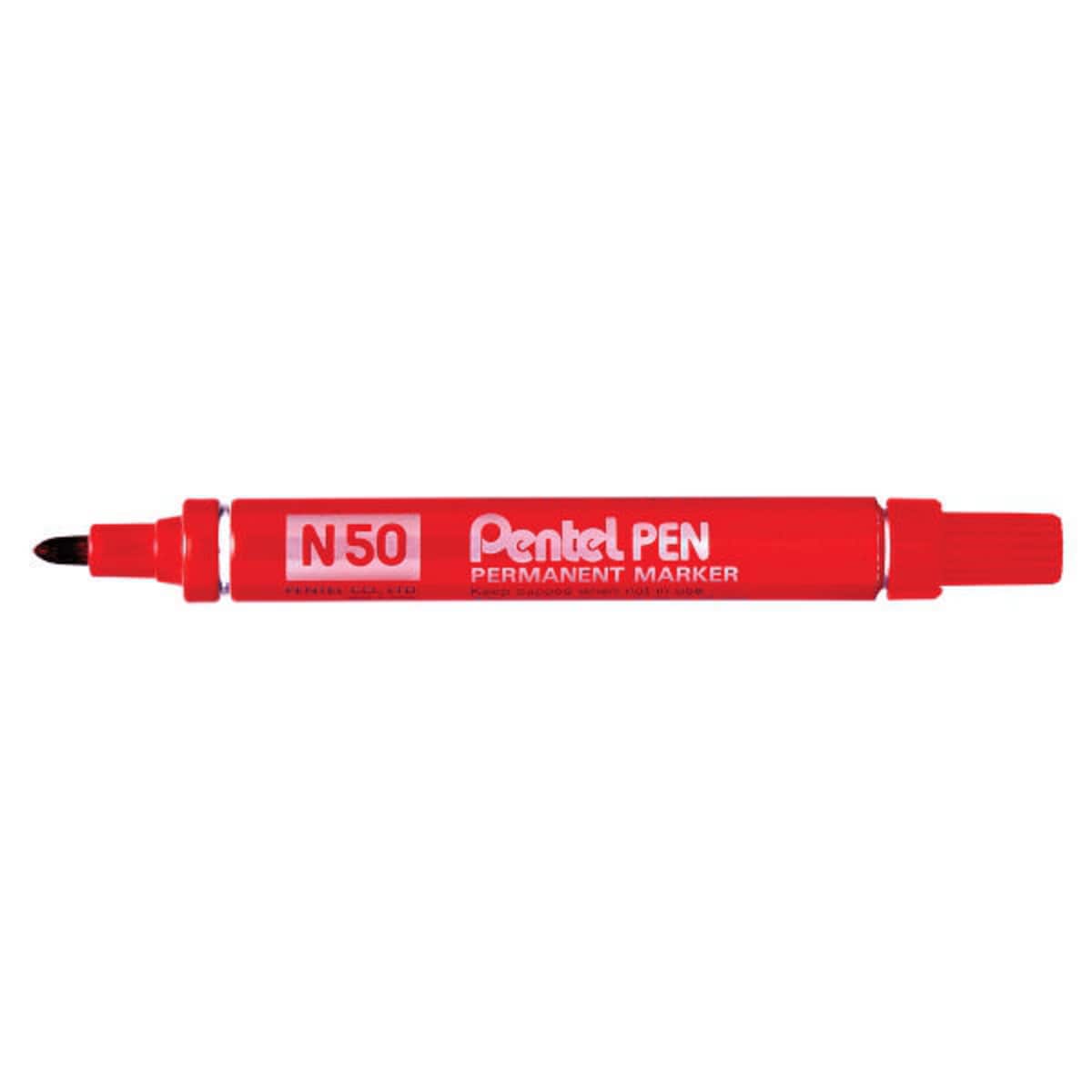 Pentel N50 Bullet Tip Red Permanent Markers - Box of 12 1