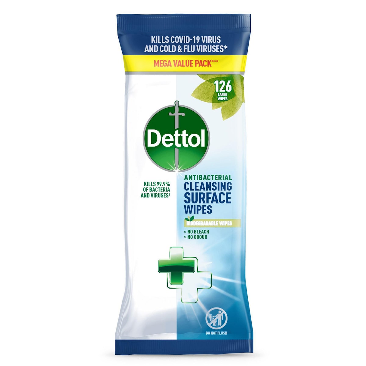 Dettol Antibacterial Biodegradable Cleansing Surface Wipes, Pack of 126 1